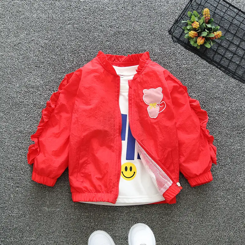 Girls Red Baseball Coat 2025 Spring Wear Large - Image 6
