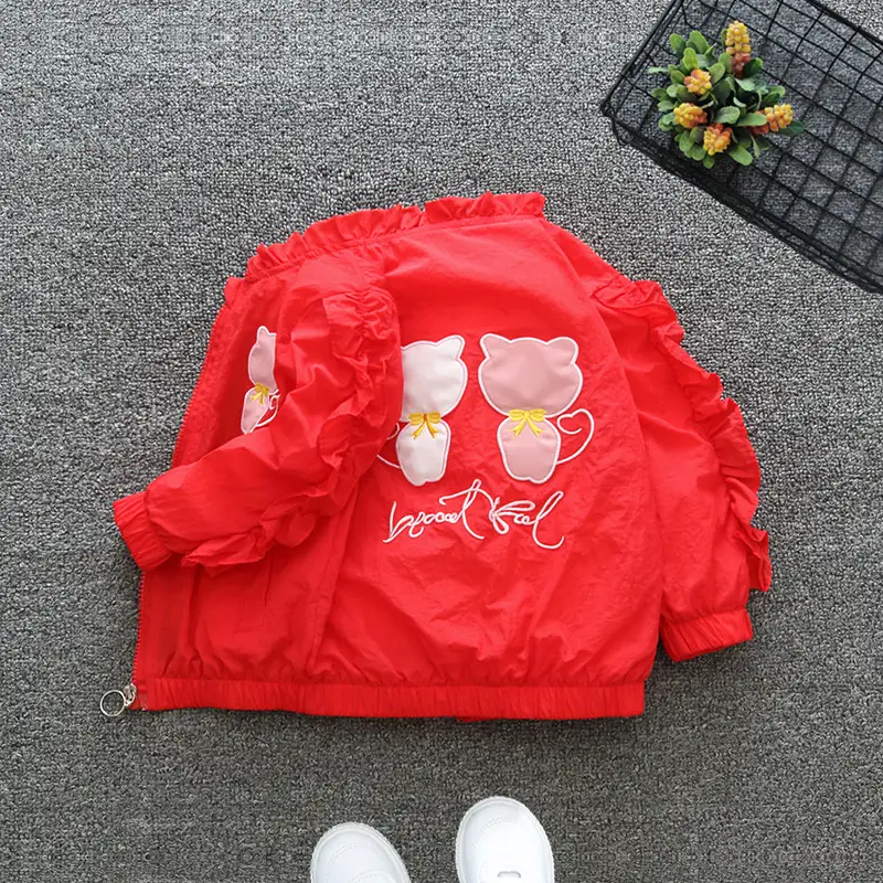 Girls Red Baseball Coat 2025 Spring Wear Large - Image 2