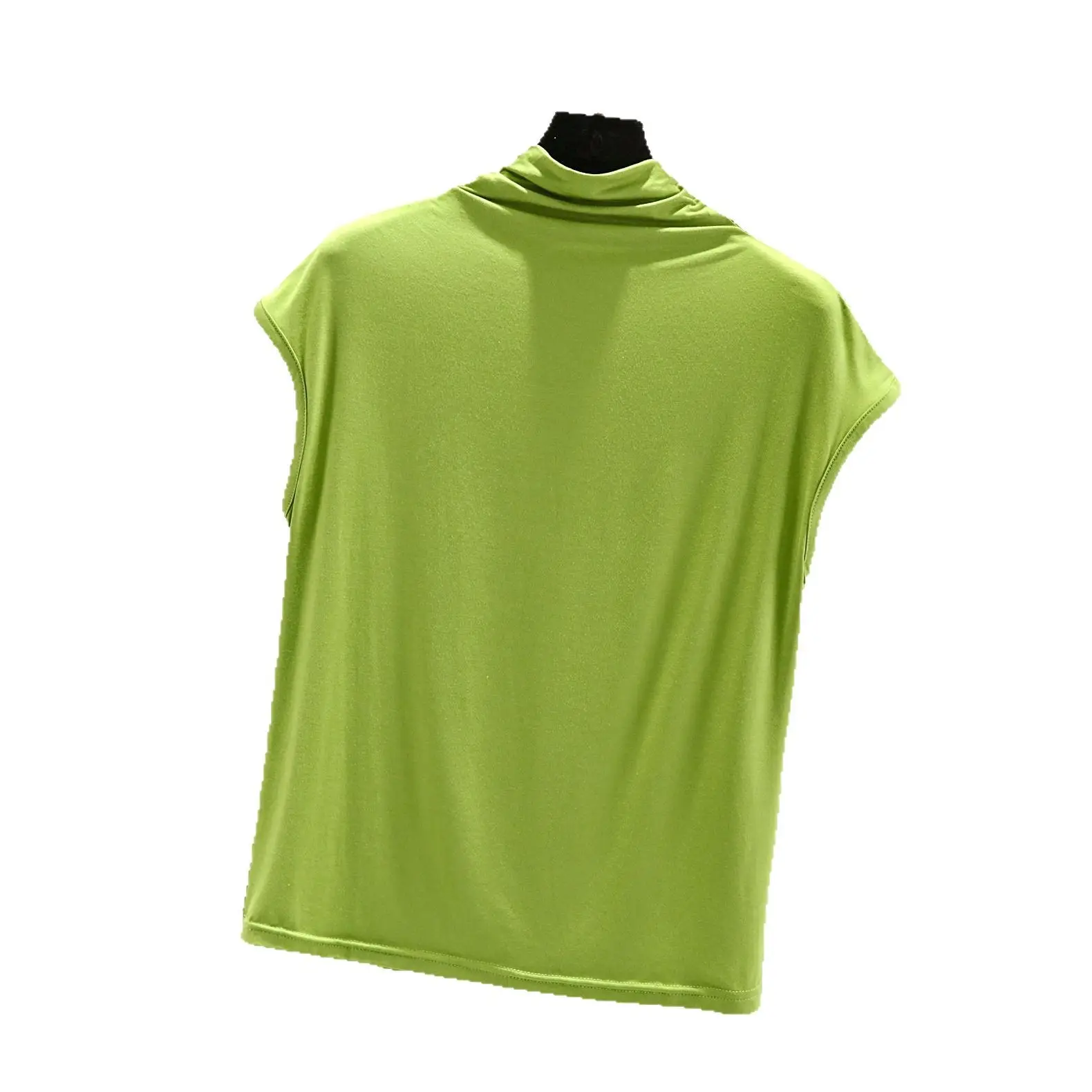 Women Green Sleeveless High Collar Vest Large - Image 16