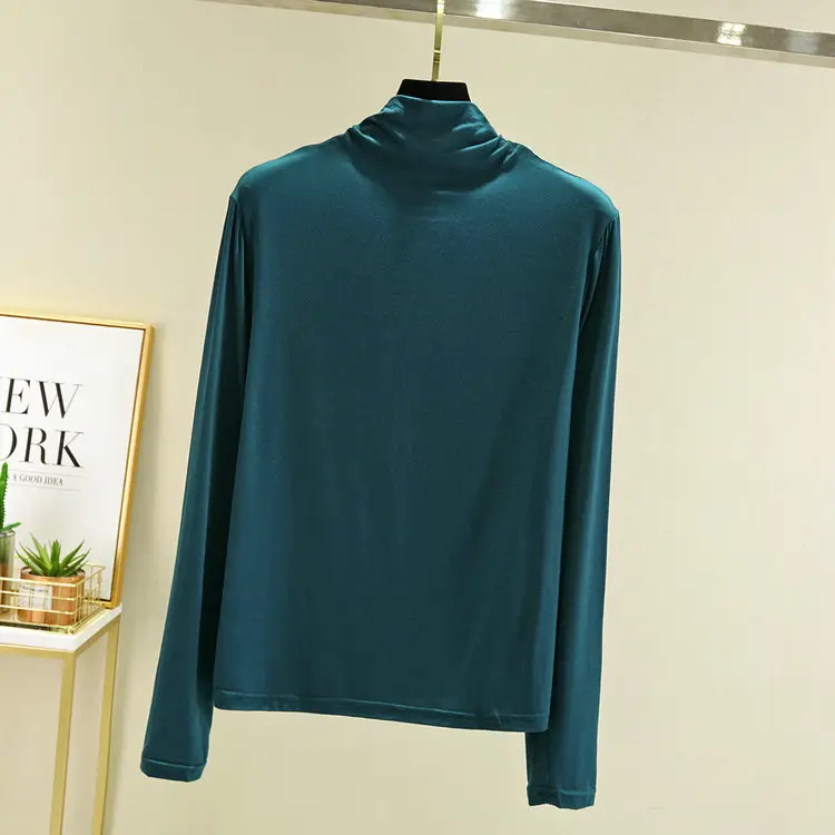 Women Long Sleeve T-Shirt Green Grey Red Blue - Image 11