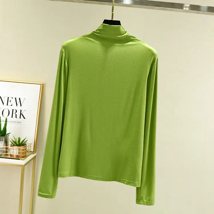 Women Long Sleeve T-Shirt Green Grey Red Blue - Image 6