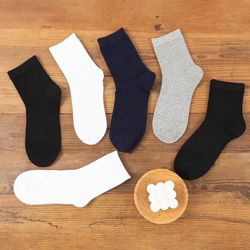 Xinjiang cotton socks men's solid color black and white gray men's cotton socks men's and women's Liaoyuan wholesale seven-day wash-free socks