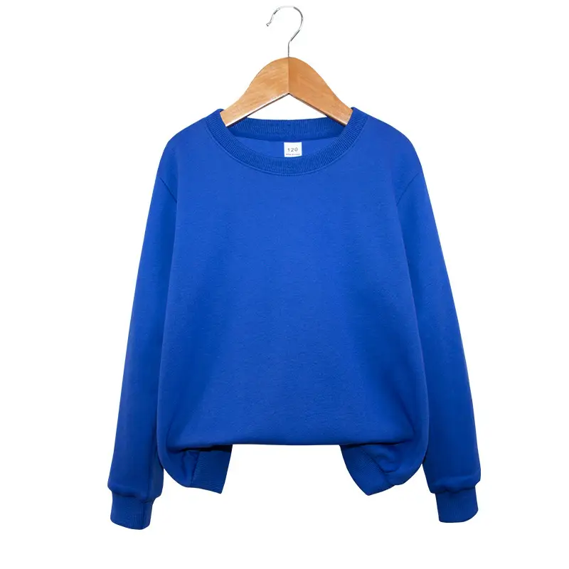 Blue One-Color Sweatshirt for Girls Boys Spring Autumn