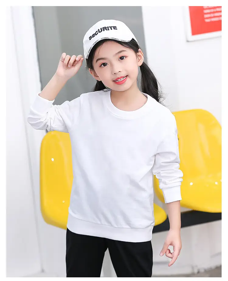 Blue One-Color Sweatshirt for Girls Boys Spring Autumn — feature 17