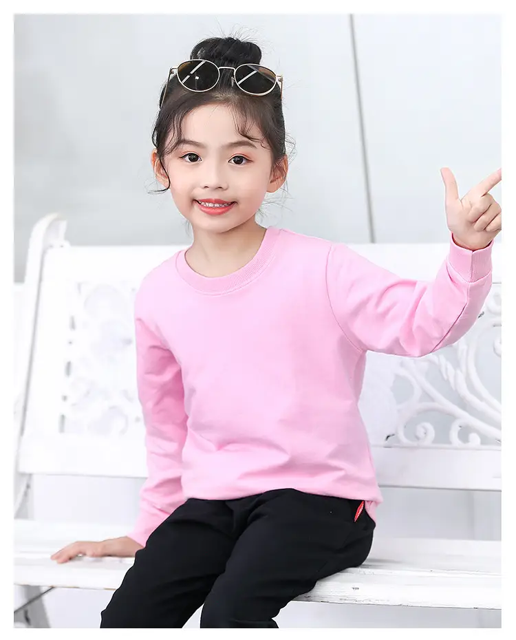 Blue One-Color Sweatshirt for Girls Boys Spring Autumn — feature 18