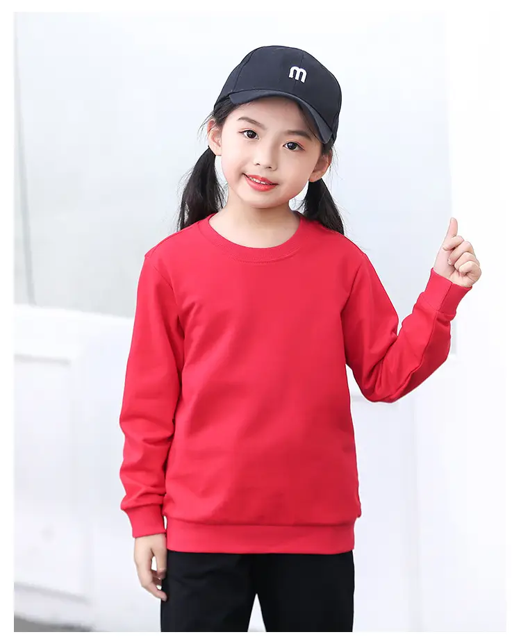 Blue One-Color Sweatshirt for Girls Boys Spring Autumn — feature 19