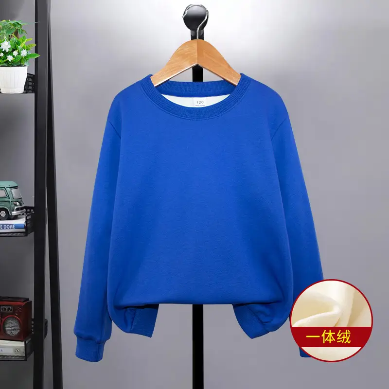 Blue One-Color Sweatshirt for Girls Boys Spring Autumn