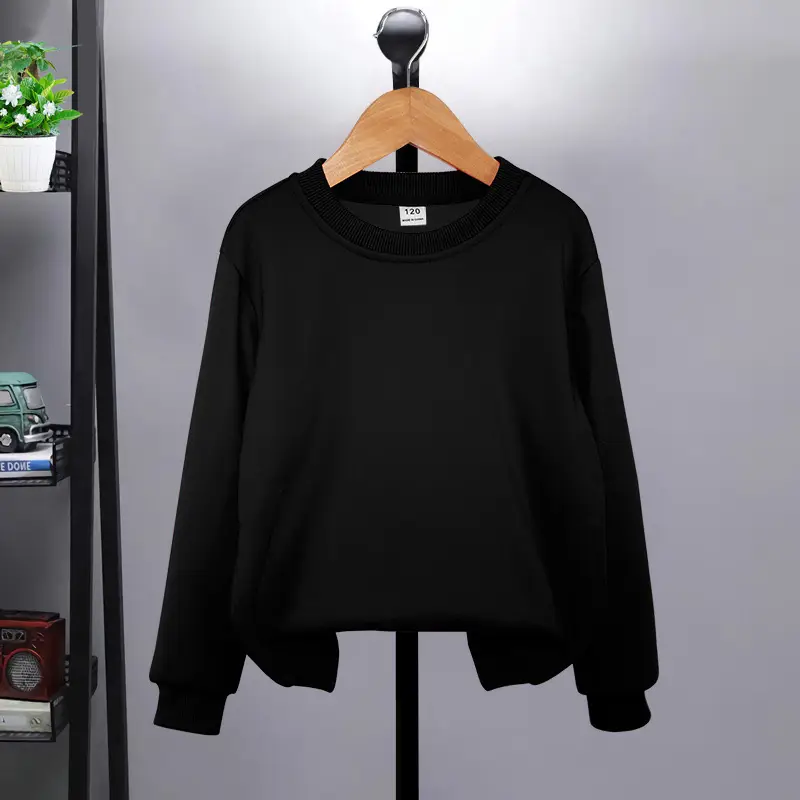 Blue One-Color Sweatshirt for Girls Boys Spring Autumn
