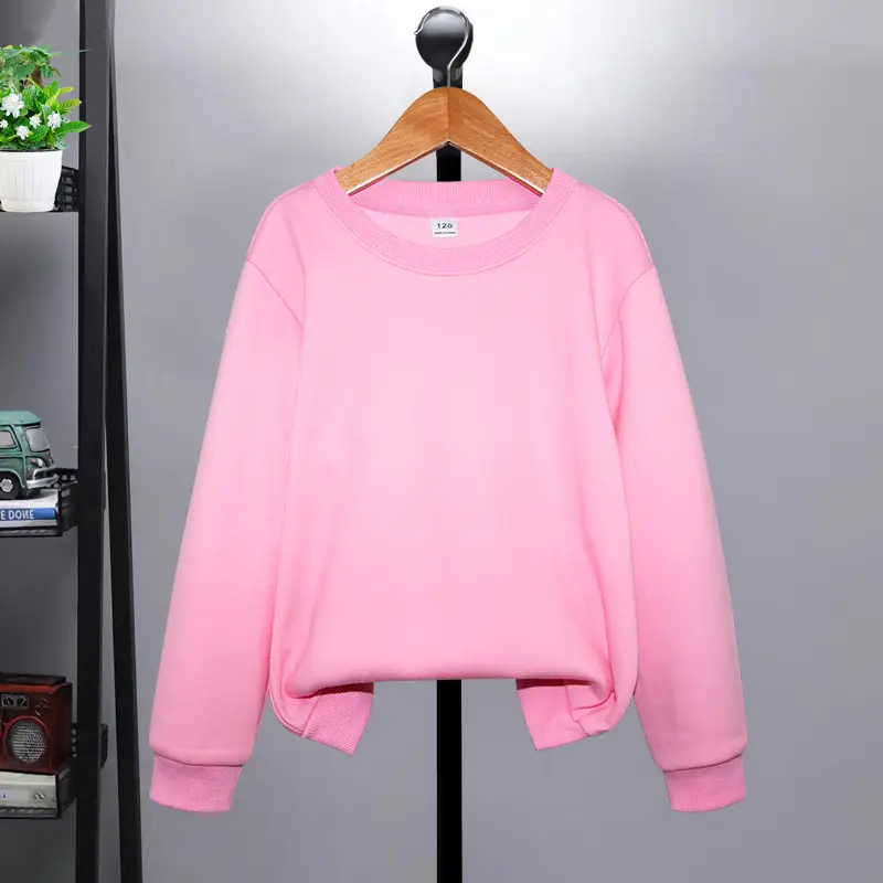 Blue One-Color Sweatshirt for Girls Boys Spring Autumn