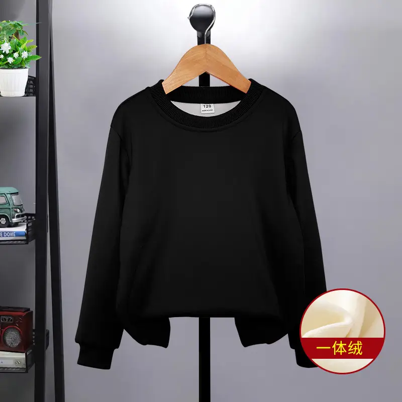 Blue One-Color Sweatshirt for Girls Boys Spring Autumn