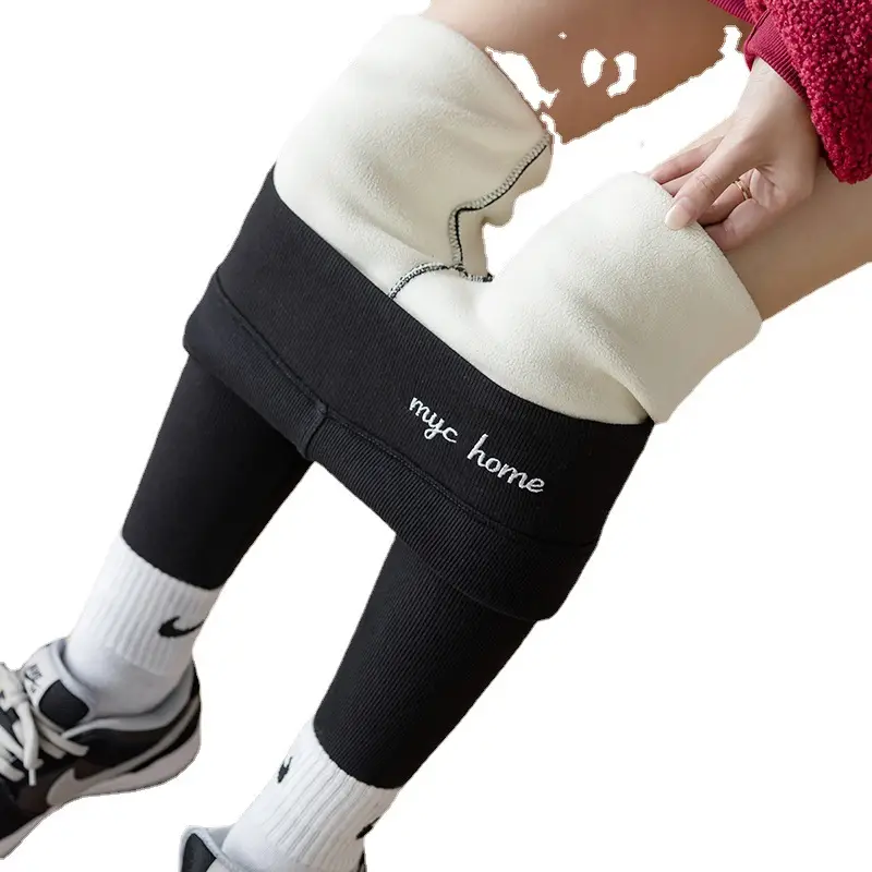 Women Velvet Leggings Winter Warm Grey Fleece Lined High Waist - Image 8