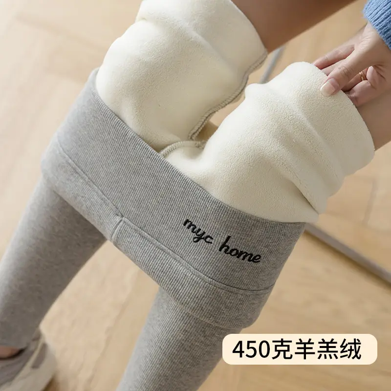 Women Velvet Leggings Winter Warm Grey Fleece Lined High Waist - Image 3