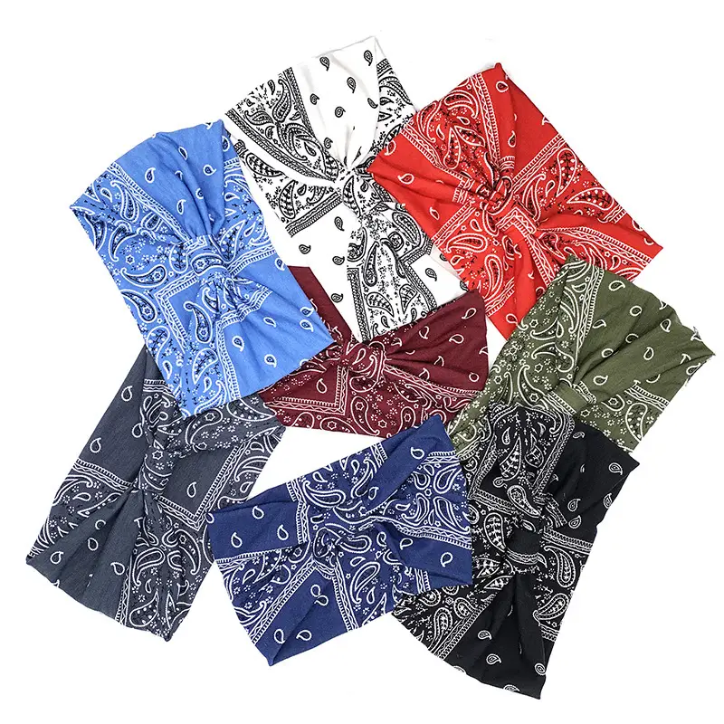Women's Green Bandana Hair Band Stretch Cotton Wholesale - Image 13