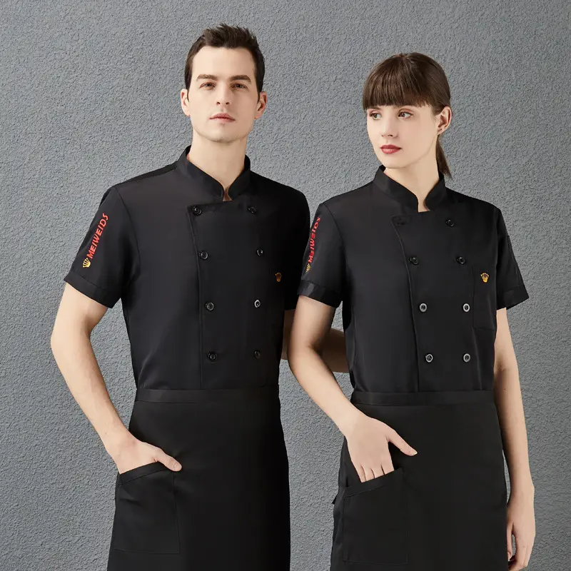 Men Black Short Sleeve Work Shirt with Logo