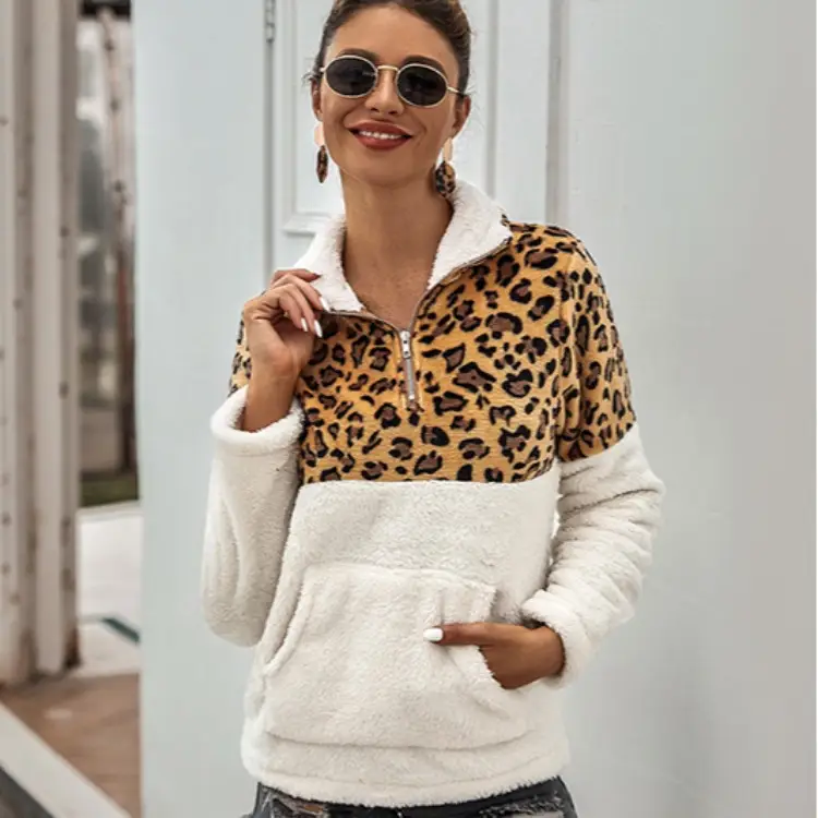 2024 Women's Leopard Print Warm Hoodie Sweatshirt Set - Image 7