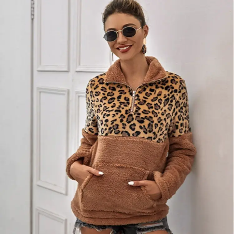 2024 Women's Leopard Print Warm Hoodie Sweatshirt Set - Image 8