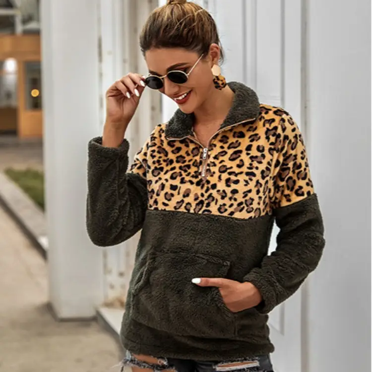 2024 Women's Leopard Print Warm Hoodie Sweatshirt Set - Image 9