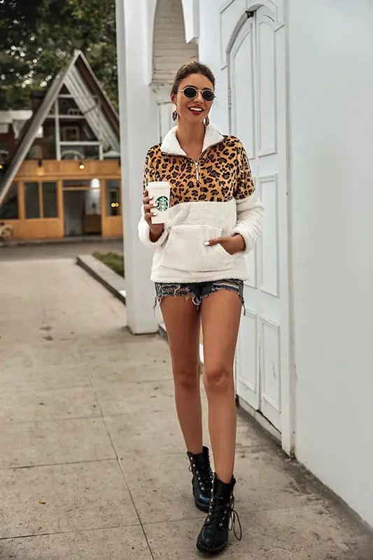2024 Women's Leopard Print Warm Hoodie Sweatshirt Set — feature 3