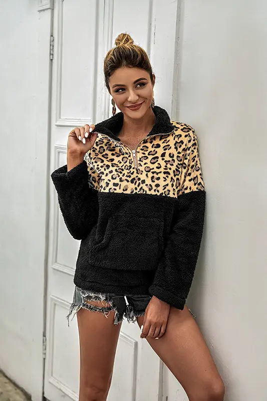 2024 Women's Leopard Print Warm Hoodie Sweatshirt Set — feature 5