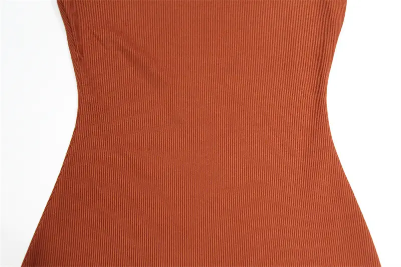 Women's Round Neck Sleeveless Bodycon Dress Brown — feature 14