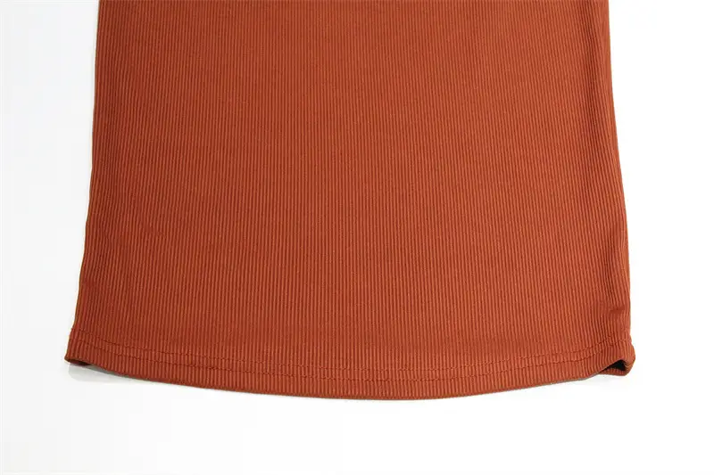 Women's Round Neck Sleeveless Bodycon Dress Brown — feature 15