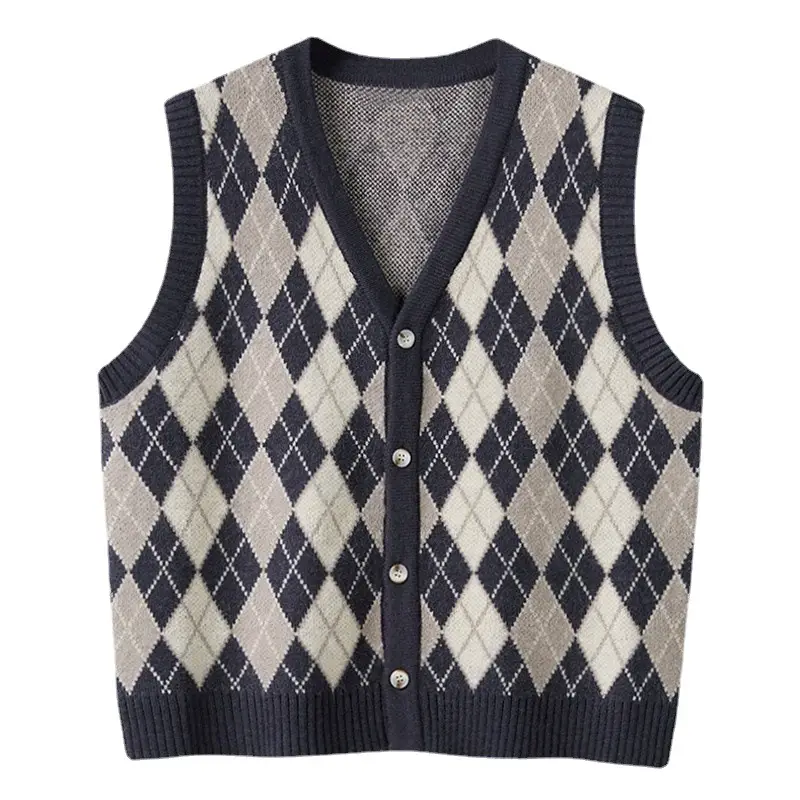 Women Korean-style Rhombic Knitted Vest Autumn - Image 6