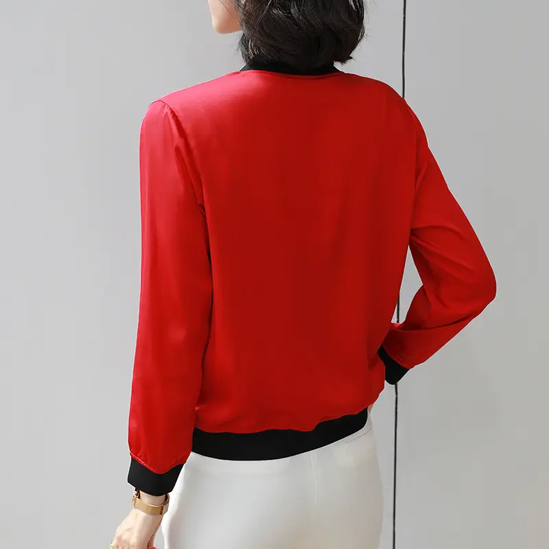 Green Chiffon Bomber Jacket Women 2025 Korean Style - Image 6
