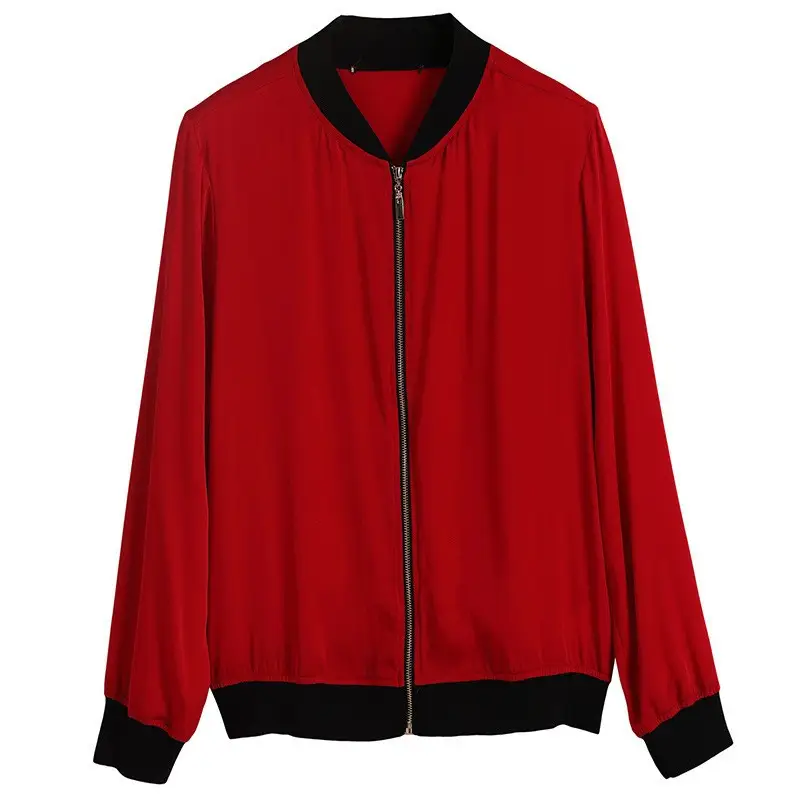 Green Chiffon Bomber Jacket Women 2025 Korean Style - Image 8