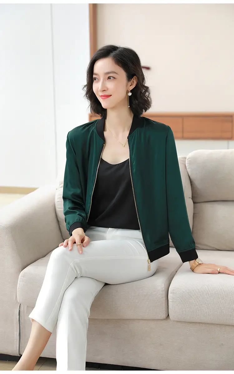 Green Chiffon Bomber Jacket Women 2025 Korean Style — feature 10