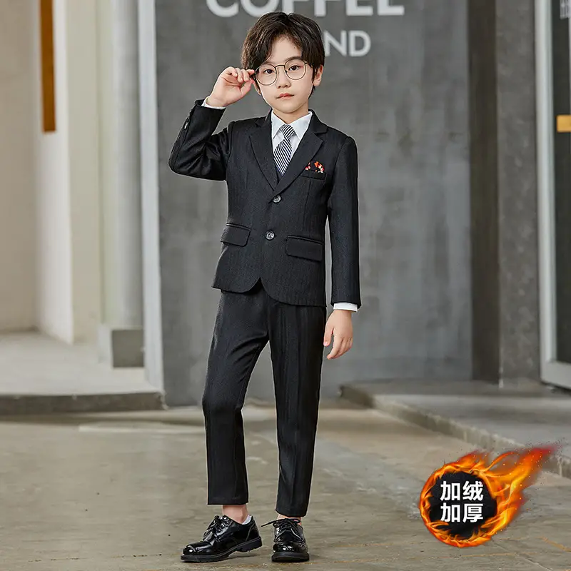 Children's British Style Striped Suit Three-Piece Set