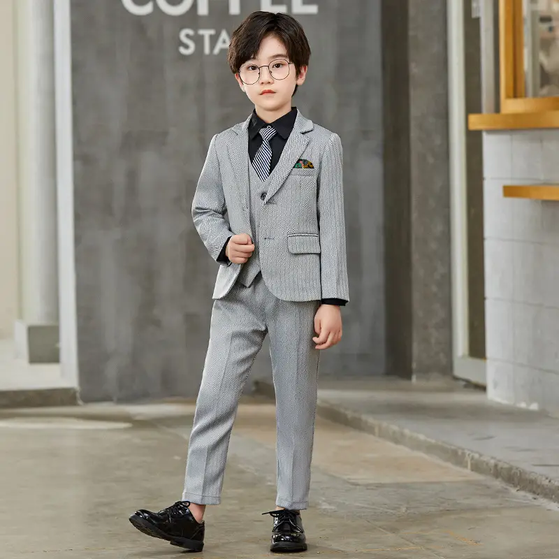 Children's British Style Striped Suit Three-Piece Set