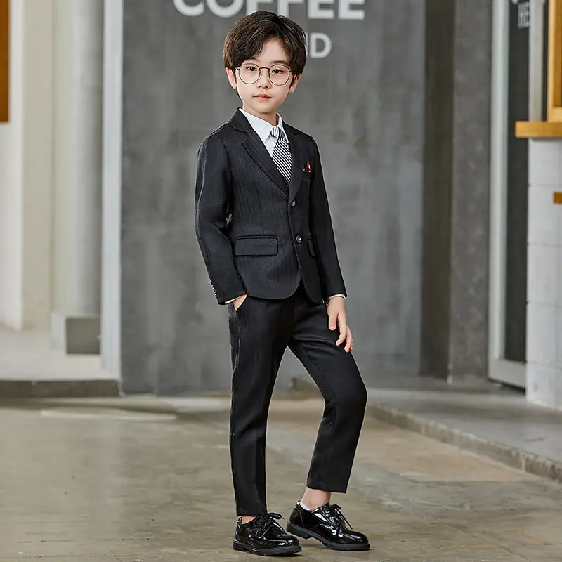 Children's British Style Striped Suit Three-Piece Set