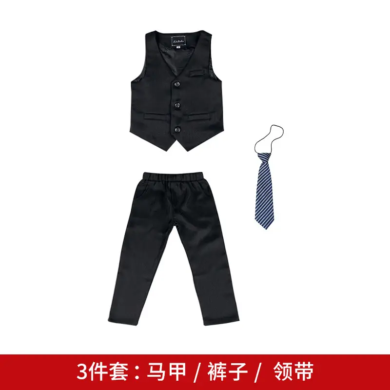 Black waistcoat 3-piece set
