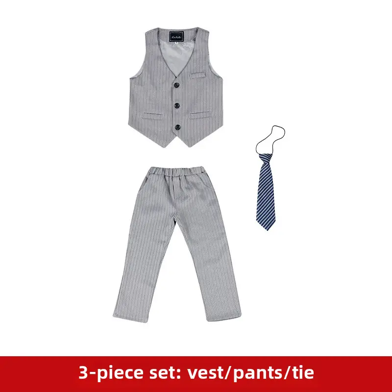 Children's British Style Striped Suit Three-Piece Set