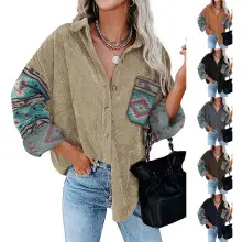 V-Neck Leopard Print Knit Pullover Top Blue White — feature 53