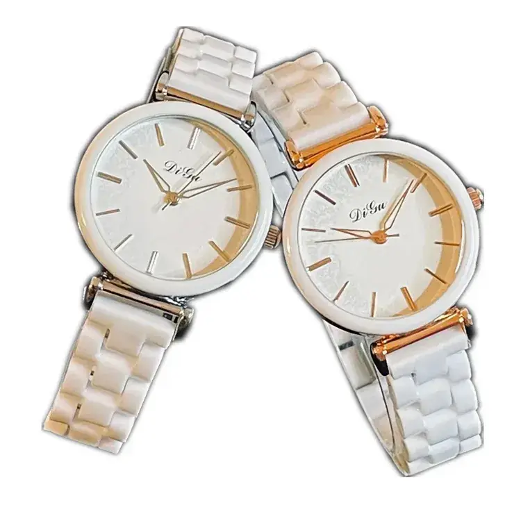 Classic Women's Watch Silver Ceramic White Waterproof