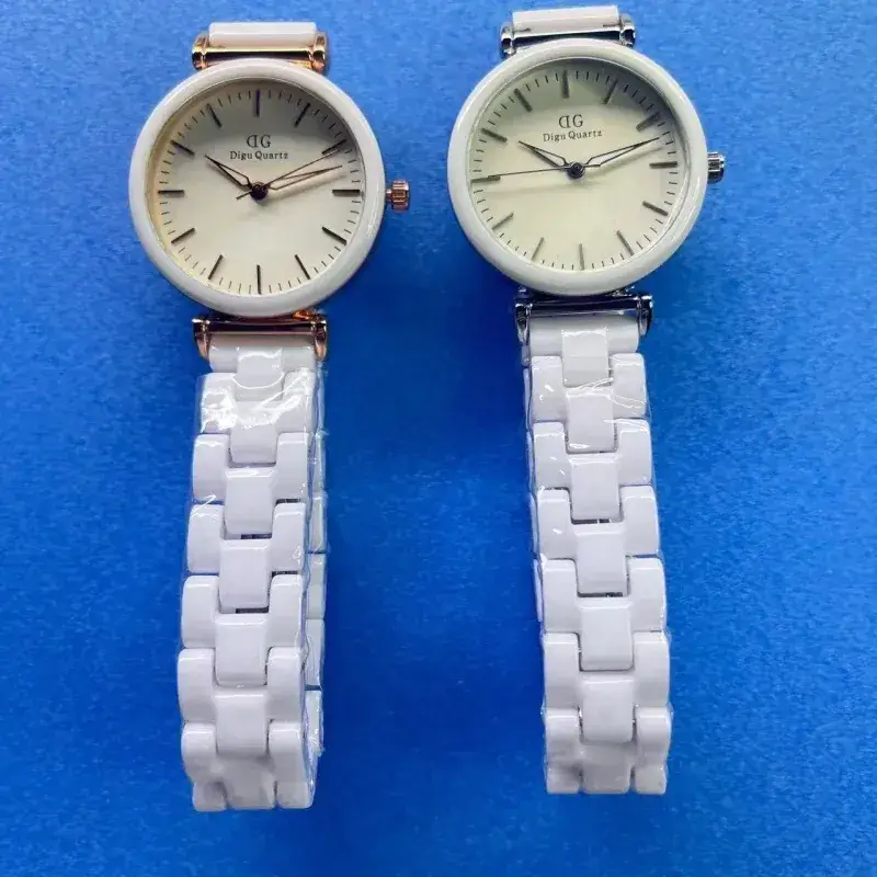 Classic Women's Watch Silver Ceramic White Waterproof