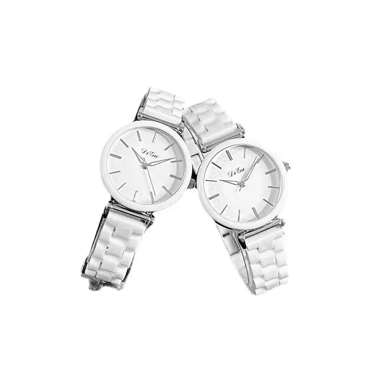 Classic Women's Watch Silver Ceramic White Waterproof