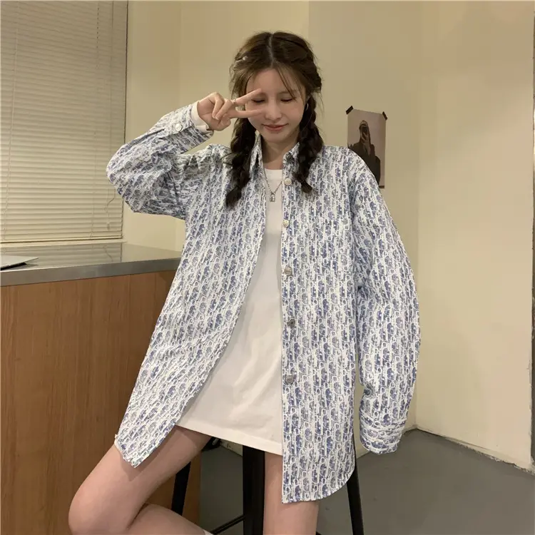 Women's Antique Print Long Sleeve Shirt Spring Autumn Loose Korean Style — feature 4