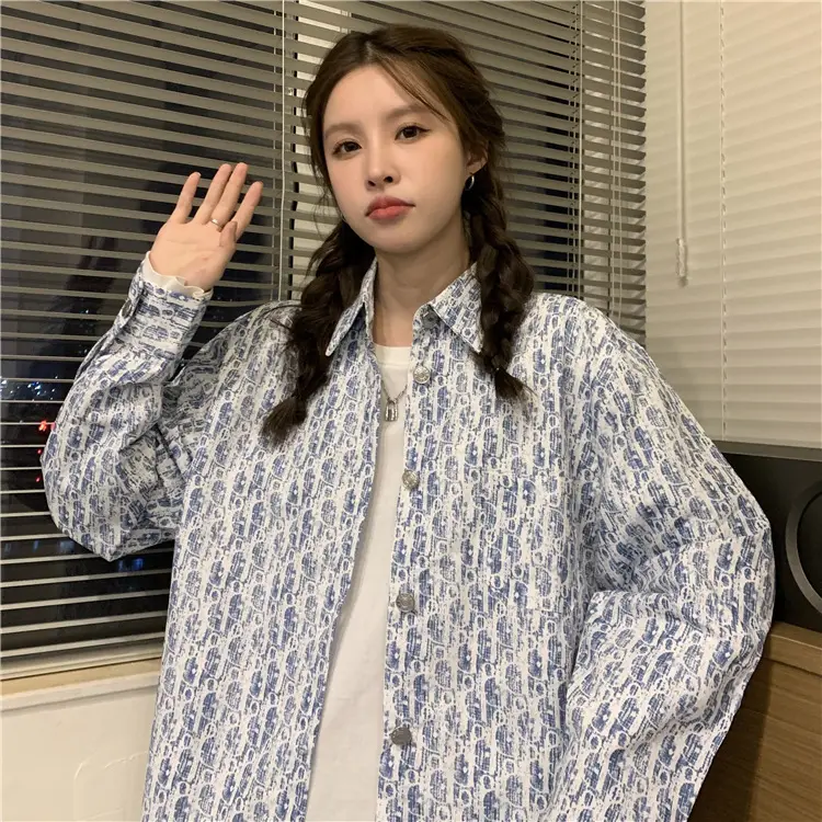 Women's Antique Print Long Sleeve Shirt Spring Autumn Loose Korean Style — feature 7