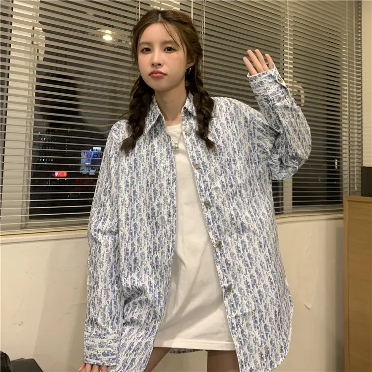 Women's Antique Print Long Sleeve Shirt Spring Autumn Loose Korean Style — feature 8