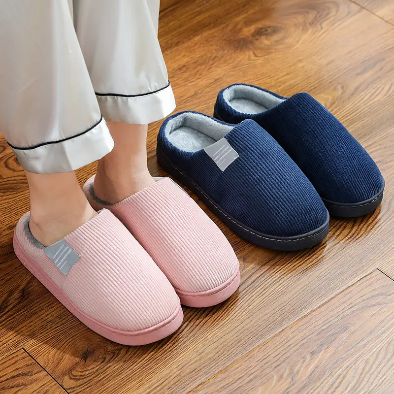 Women's Cotton Furry Slippers Yellow Blue Winter Warm Indoor Non-Slip