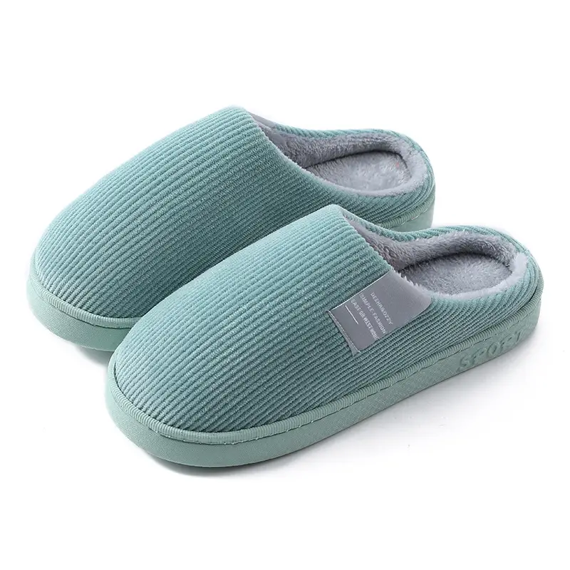 Women's Cotton Furry Slippers Yellow Blue Winter Warm Indoor Non-Slip