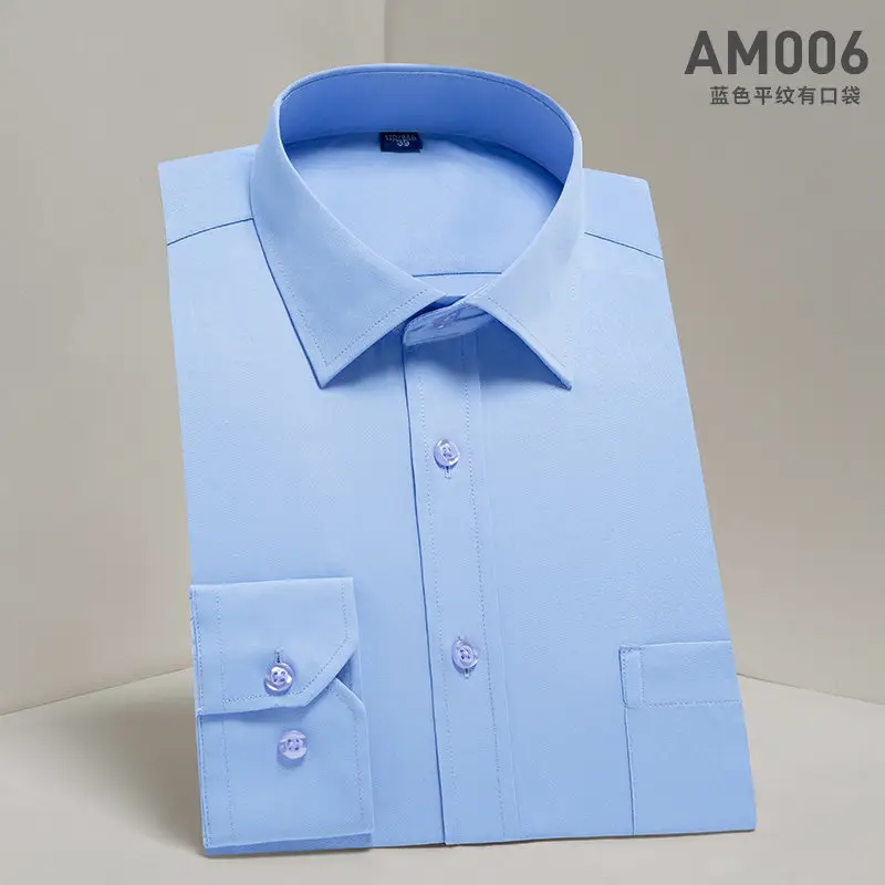 Plus-Size Men's Light Blue Business Shirt AM006 - Image 19