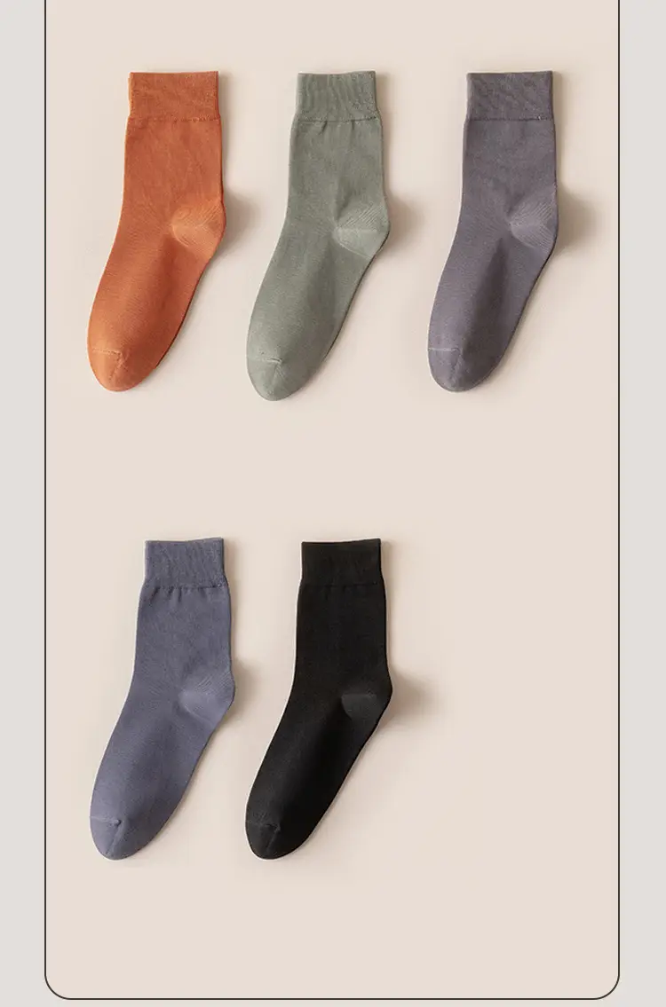 Men's Socks Middle Tube Solid Color Australian Cotton Socks Men's Thick Needle Drawn Commercial Combed Cotton Socks Handmade for Eyes — feature 14