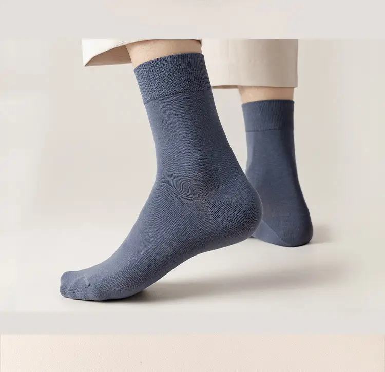 Men's Socks Middle Tube Solid Color Australian Cotton Socks Men's Thick Needle Drawn Commercial Combed Cotton Socks Handmade for Eyes — feature 15