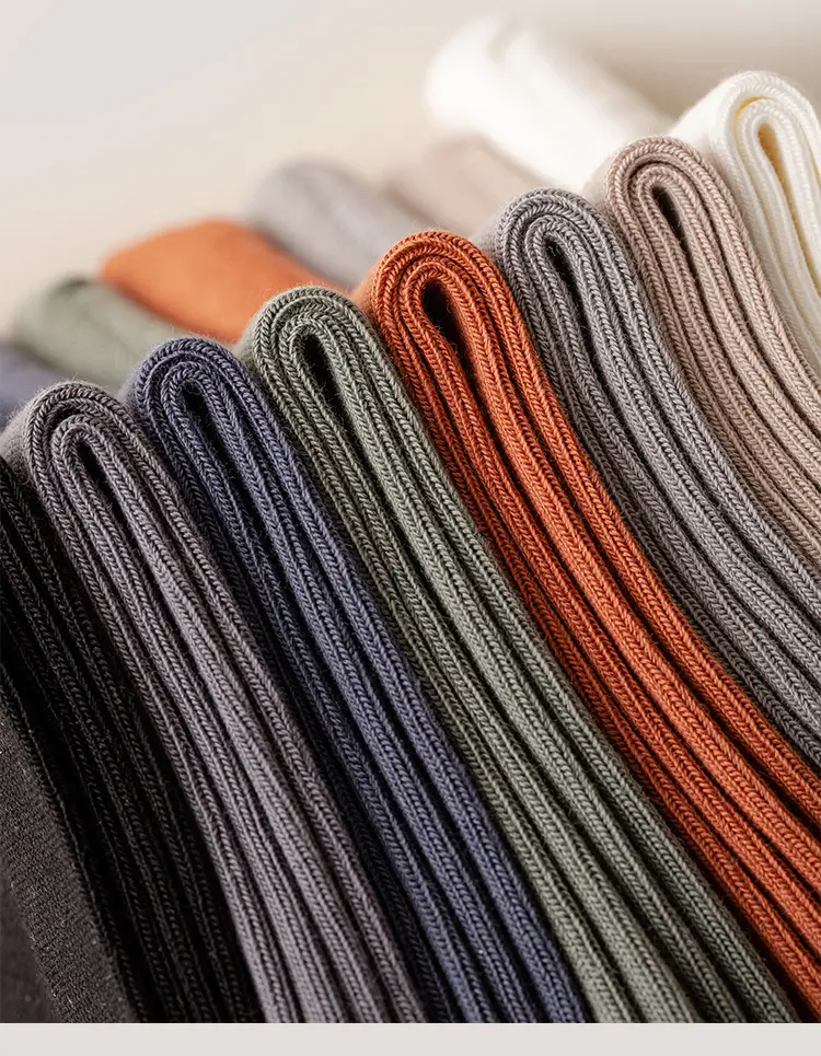 Men's Socks Middle Tube Solid Color Australian Cotton Socks Men's Thick Needle Drawn Commercial Combed Cotton Socks Handmade for Eyes — feature 2