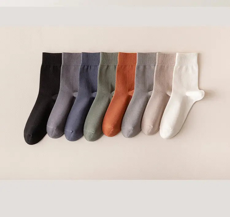 Men's Socks Middle Tube Solid Color Australian Cotton Socks Men's Thick Needle Drawn Commercial Combed Cotton Socks Handmade for Eyes — feature 20