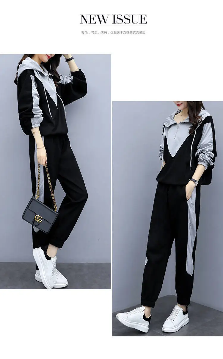 Women Hooded Track Suit Black Grey Plus Size 2024 — feature 11