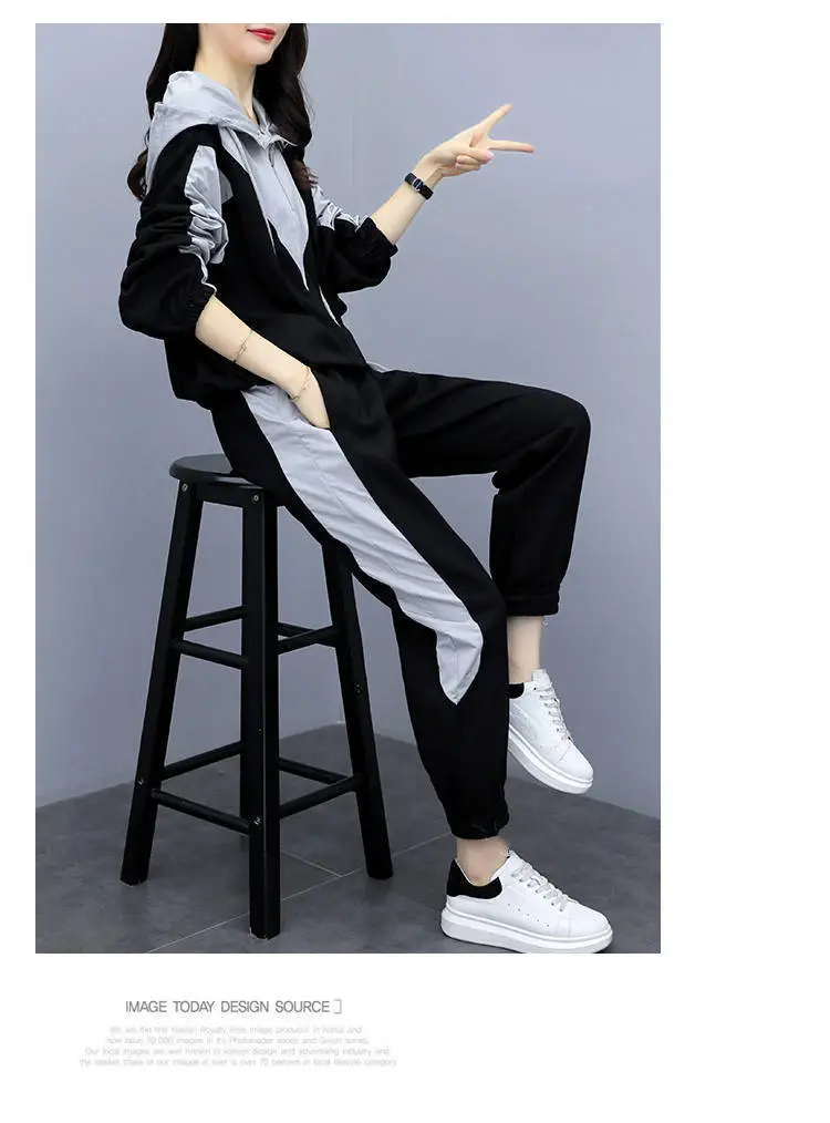 Women Hooded Track Suit Black Grey Plus Size 2024 — feature 12